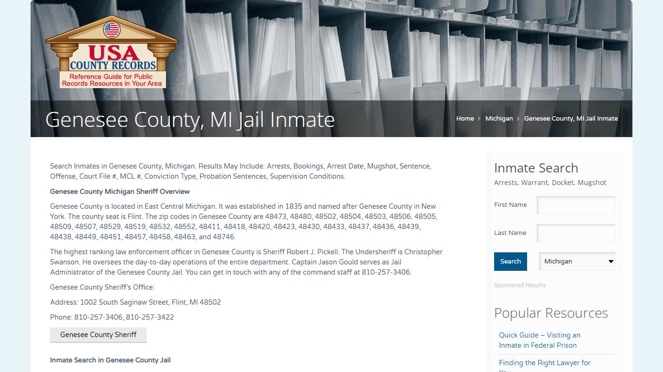 Genesee County, MI Jail Inmate | Name Search